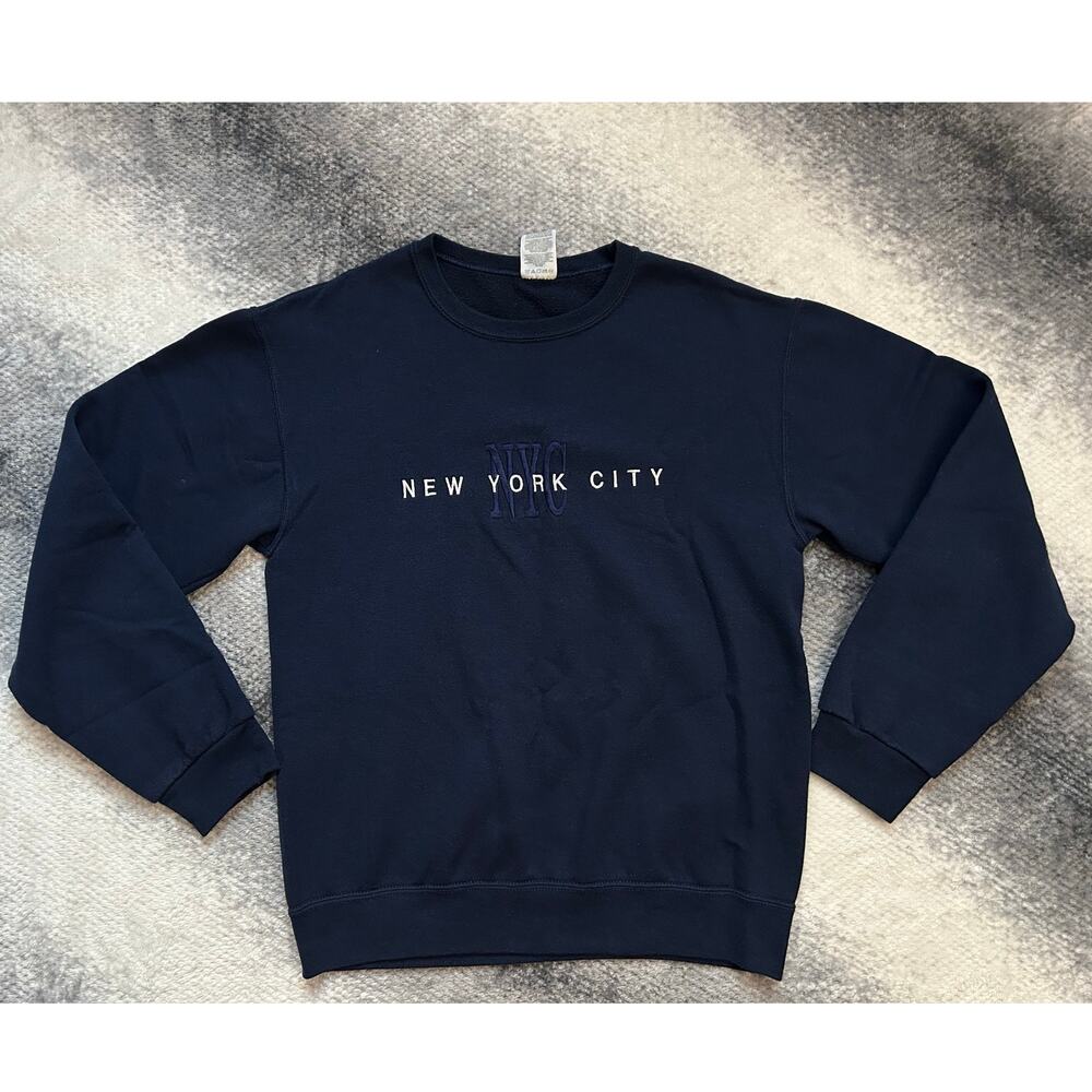 Jerzees Vintage New York City Pullover Sweatshirt Blue Mens Small Women Medium
